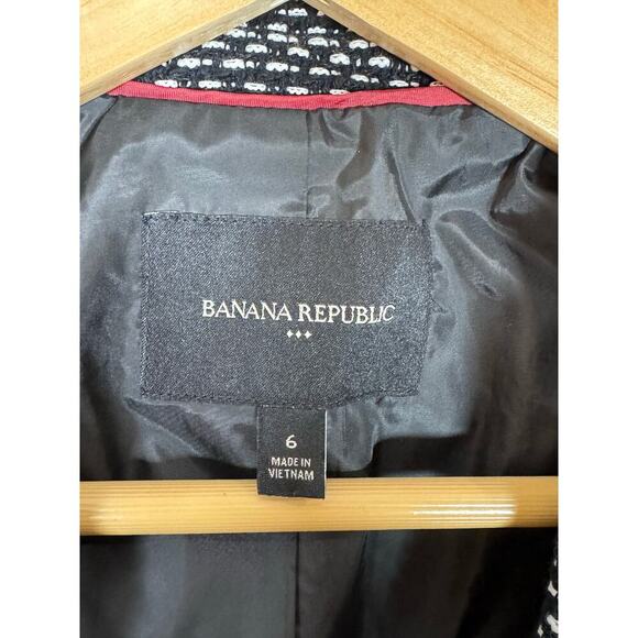 Banana Republic Tweed Black One Button Blazer Size 6 Academia Career Interview - Picture 4 of 8